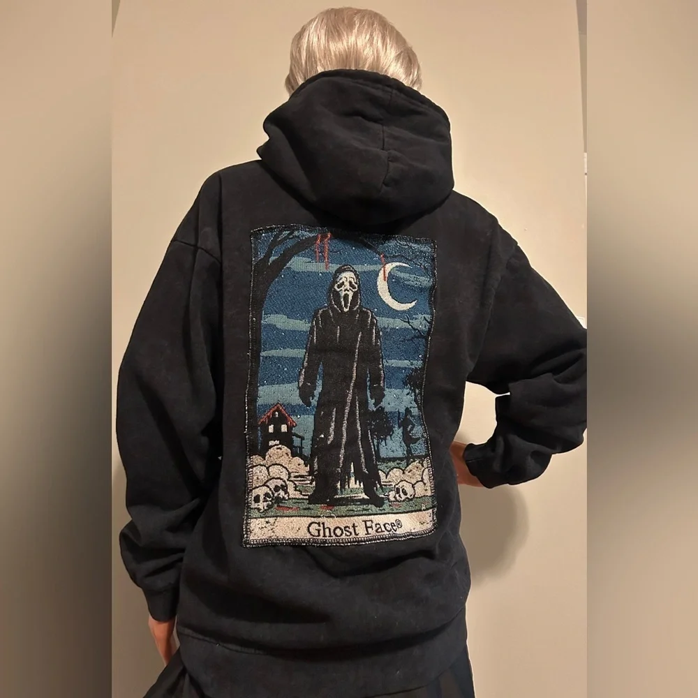 Ghost Face Drawstring Hooded Sweatshirt size M